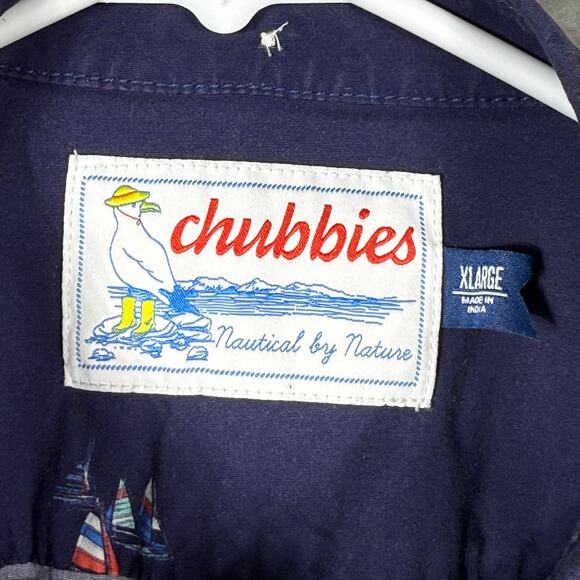 Chubbies Button up Shirt Mens XL Blue Nautical - Picture 3 of 8